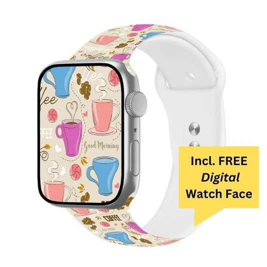 Coffee Queen Print | Silicone Watch Band for Apple Watch ® + Watch Face Incl.