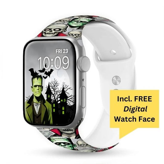 Monster Mash Madness Print | Silicone Watch Band for Apple Watch ® + Watch Face Incl.