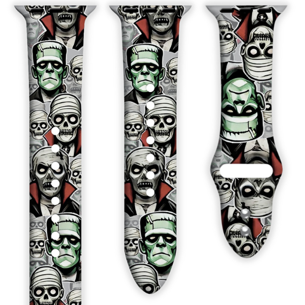 Monster Mash Madness Print | Silicone Watch Band for Apple Watch ® + Watch Face Incl.