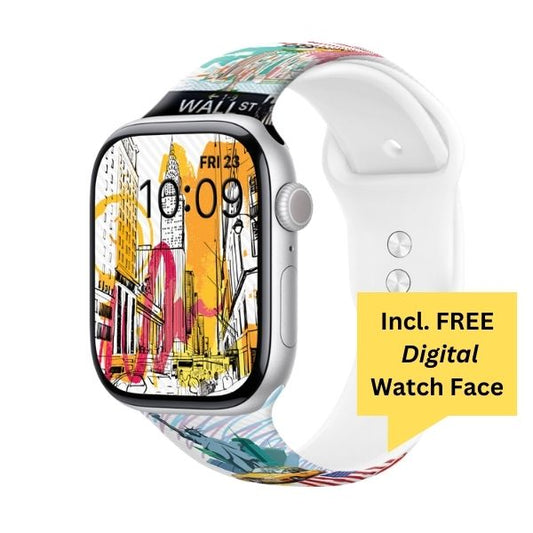 New York Groove Print | Silicone Watch Band for Apple Watch ® + Watch Face Incl.