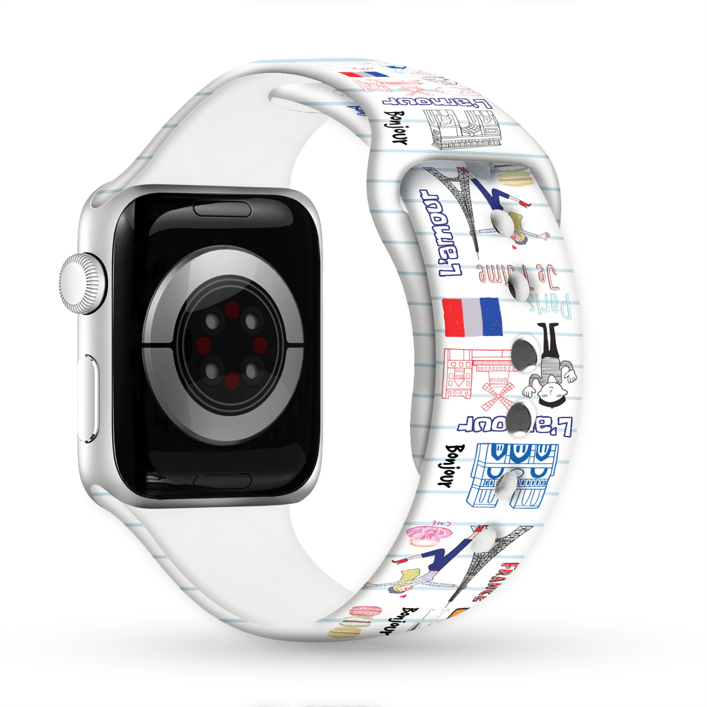 Oh La La Paris Print | Silicone Watch Band for Apple Watch ® + Watch Face Incl.