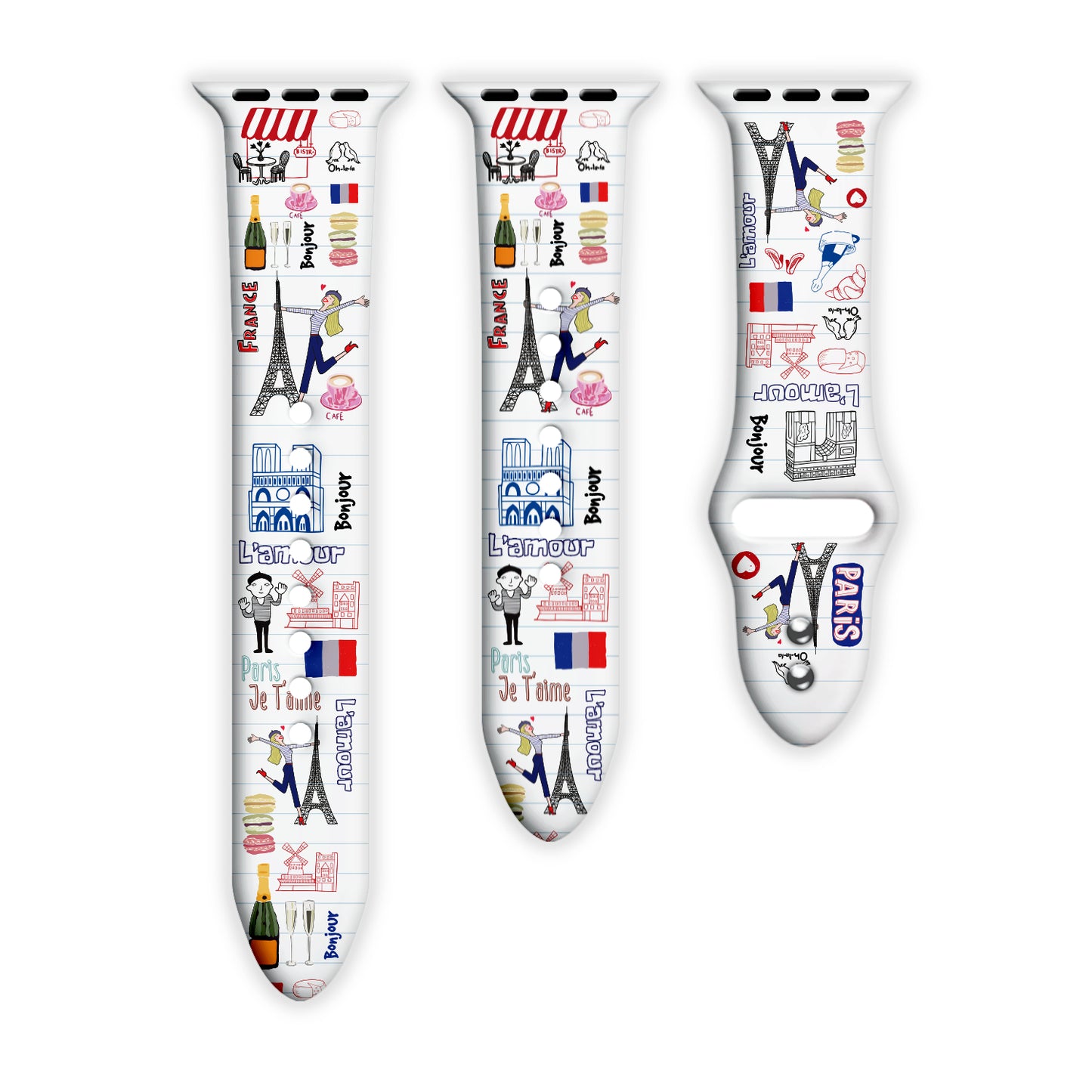 Oh La La Paris Print | Silicone Watch Band for Apple Watch ® + Watch Face Incl.