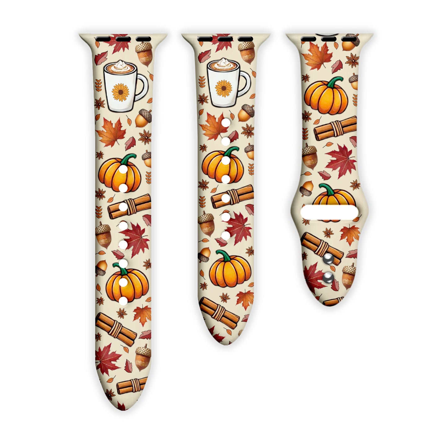 Pumpkin Spice Delight Print | Silicone Watch Band for Apple Watch ® + Watch Face Incl.