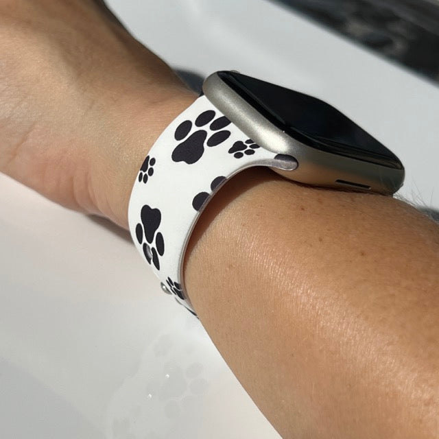 Black Paws Print Silicone Watch Band for Apple Watch