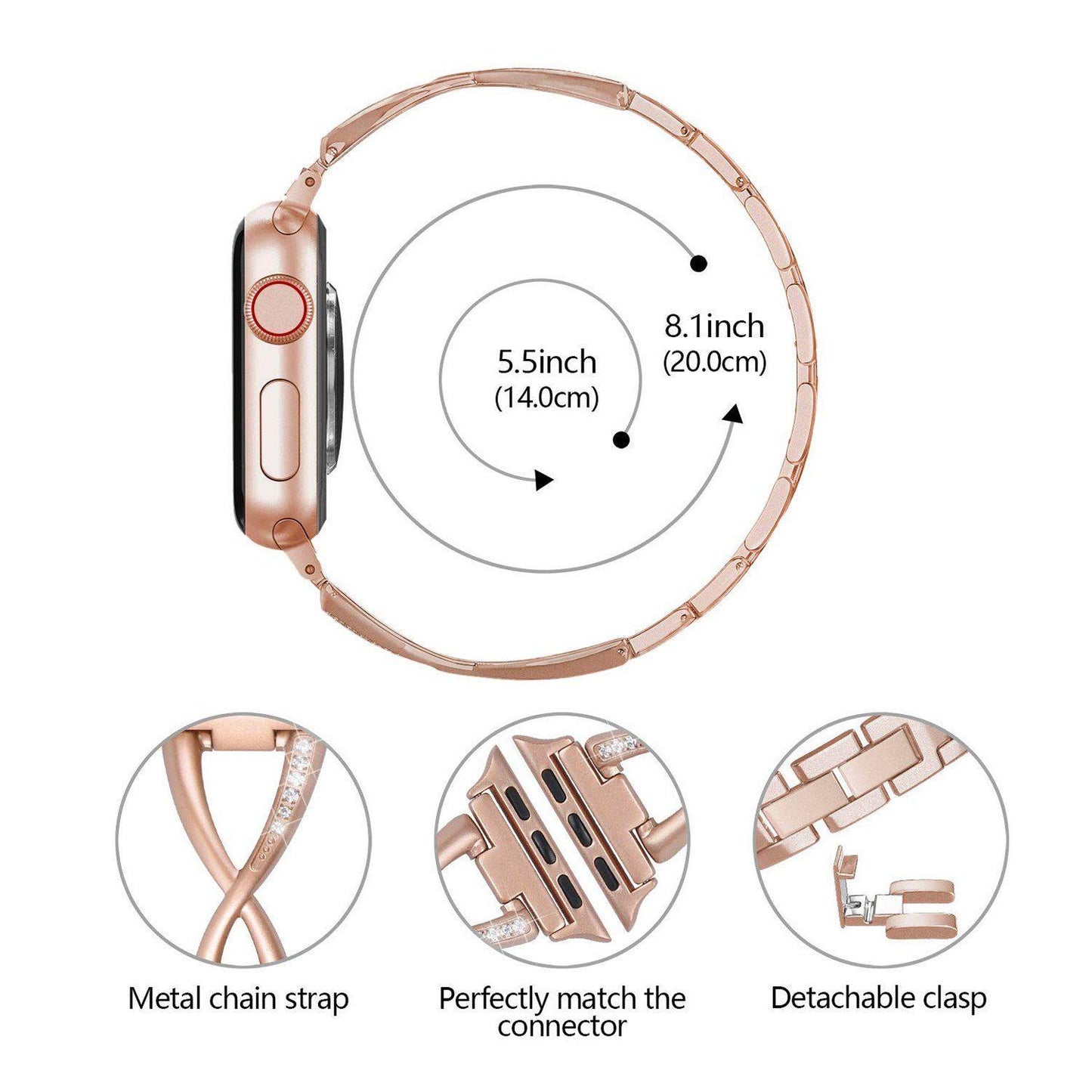 Apple Watch Bands - Stainless with Bling - "Infinite" with Blings Band - Clearance