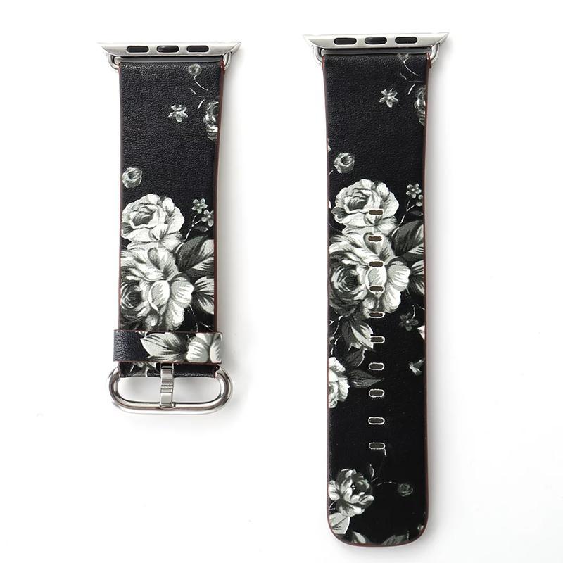 Apple Watch Bands - Leather Band - Floral Leather Design Band - Clearance