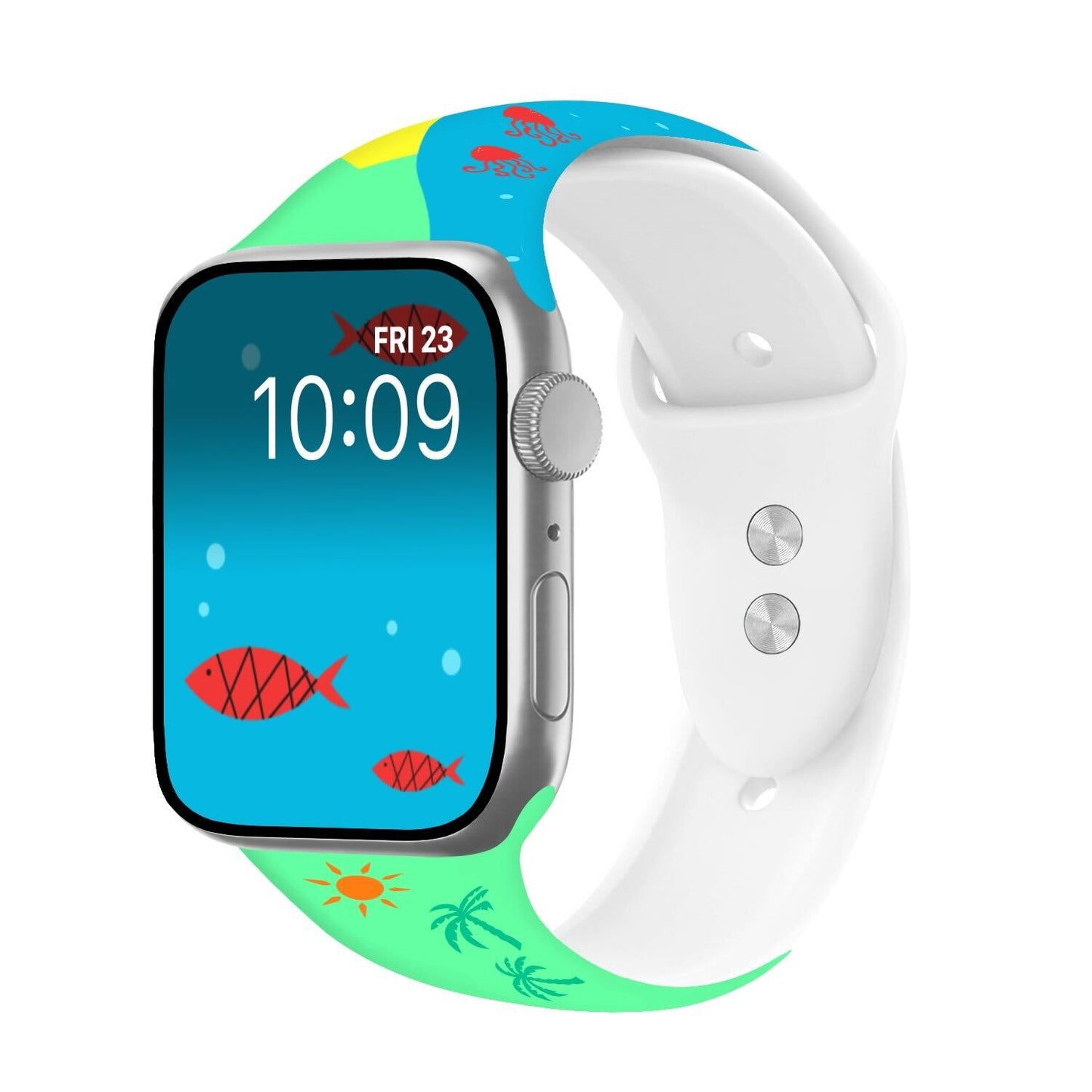 Tropical Chill Print | Silicone Watch Band for Apple Watch ® + Watch Face Incl.