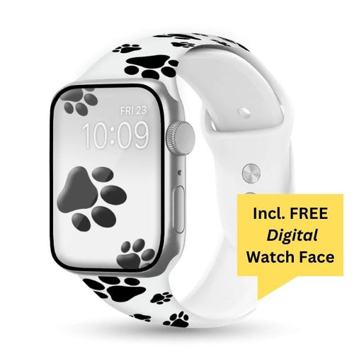 Black Paws Print | Silicone Watch Band for Apple Watch ®