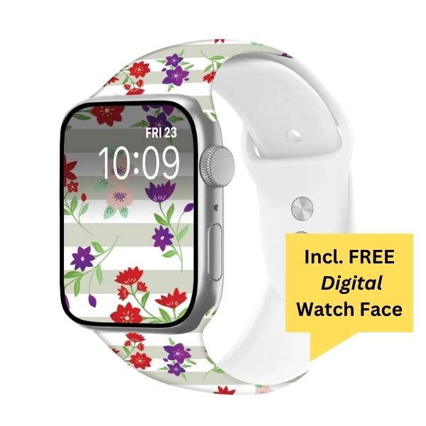 Blossom Breeze Print | Silicone Watch Band for Apple Watch ® + Watch Face Incl.