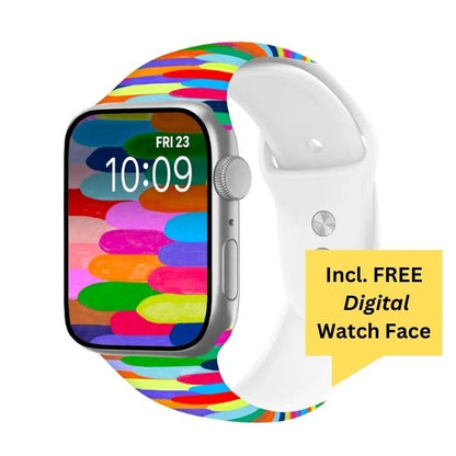 Color Twist Print | Silicone Watch Band for Apple Watch ® + Watch Face Incl.