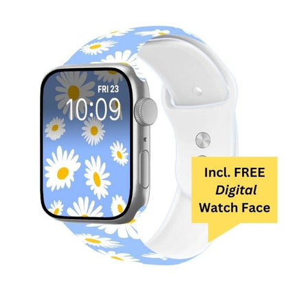 Daisy Daze Print | Silicone Watch Band for Apple Watch ® + Watch Face Incl.