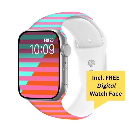 Electric Groove Print | Silicone Watch Band for Apple Watch ® + Watch Face Incl.