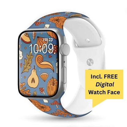 EnchantedFall Print | Silicone Watch Band for Apple Watch ® + Watch Face Incl.