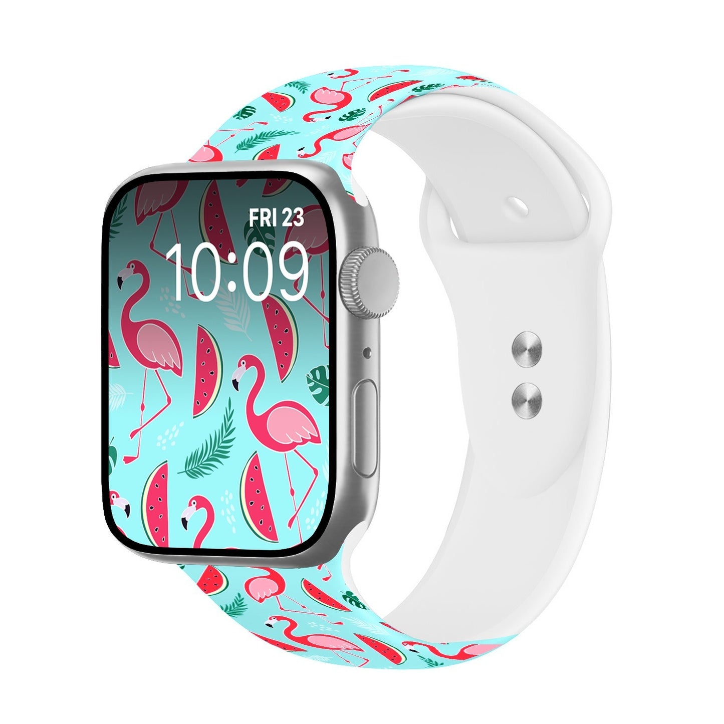 Flamingo Fiesta Print | Silicone Watch Band for Apple Watch ® + Watch Face Incl.