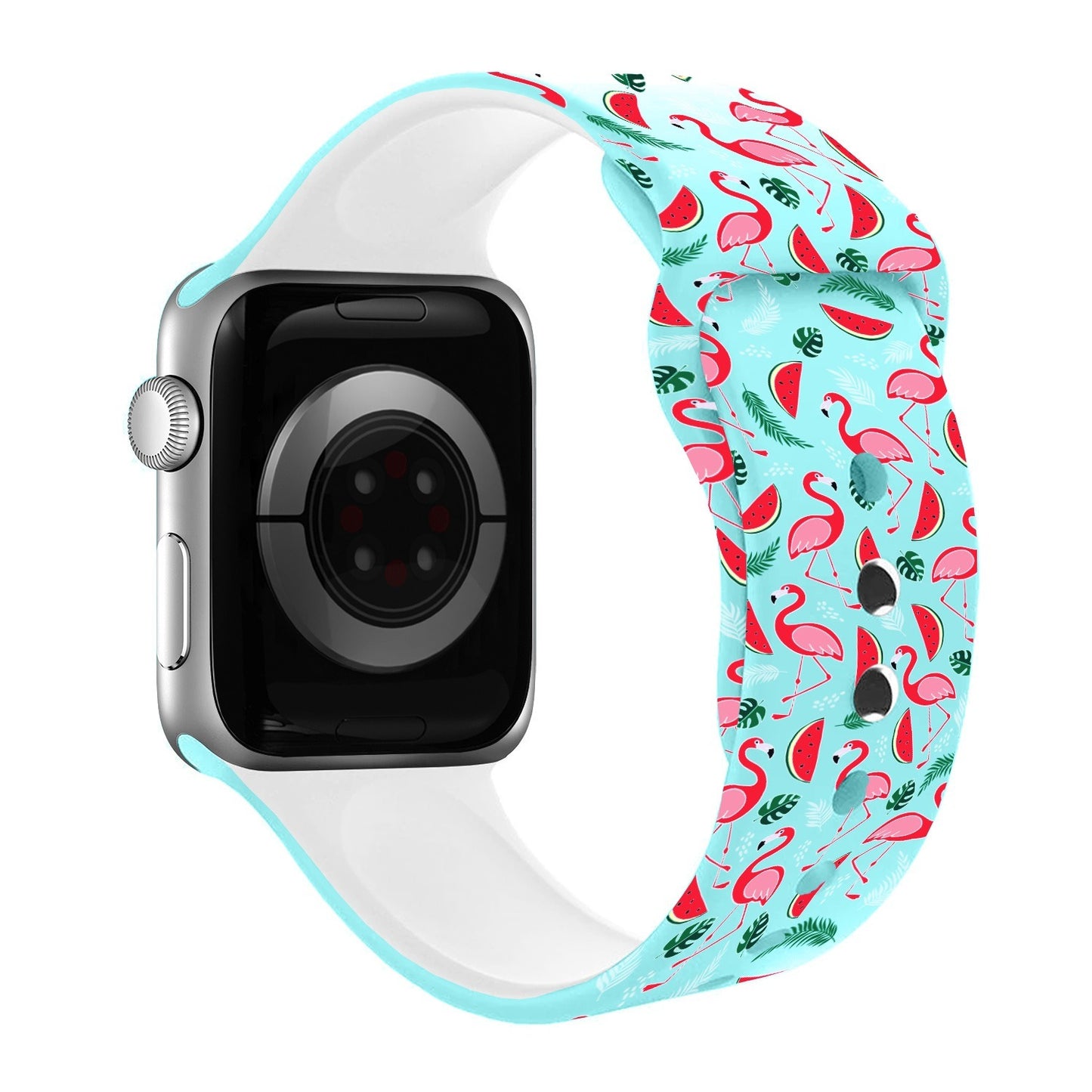 Flamingo Fiesta Print | Silicone Watch Band for Apple Watch ® + Watch Face Incl.