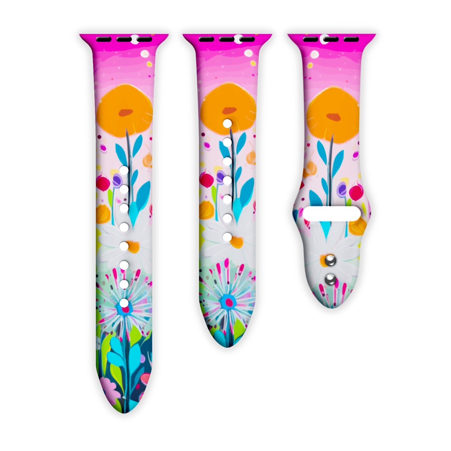 Floral Bloom Print | Silicone Watch Band for Apple Watch ® + Watch Face Incl.