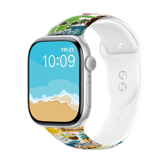 Florida Sunshine Vibes Print | Silicone Watch Band for Apple Watch ® + Watch Face Incl.