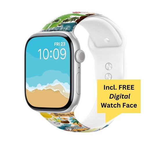 Florida Sunshine Vibes Print | Silicone Watch Band for Apple Watch ® + Watch Face Incl.