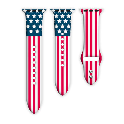 Freedom Flag Print | Silicone Watch Band for Apple Watch ® + Watch Face Incl.