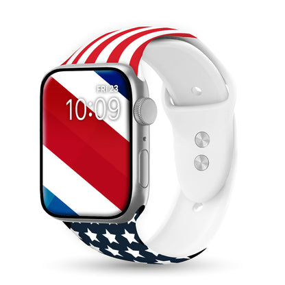 Freedom Flag Print | Silicone Watch Band for Apple Watch ® + Watch Face Incl.