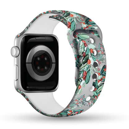 Holly Jolly Christmas Print | Silicone Watch Band for Apple Watch ® + Watch Face Incl.