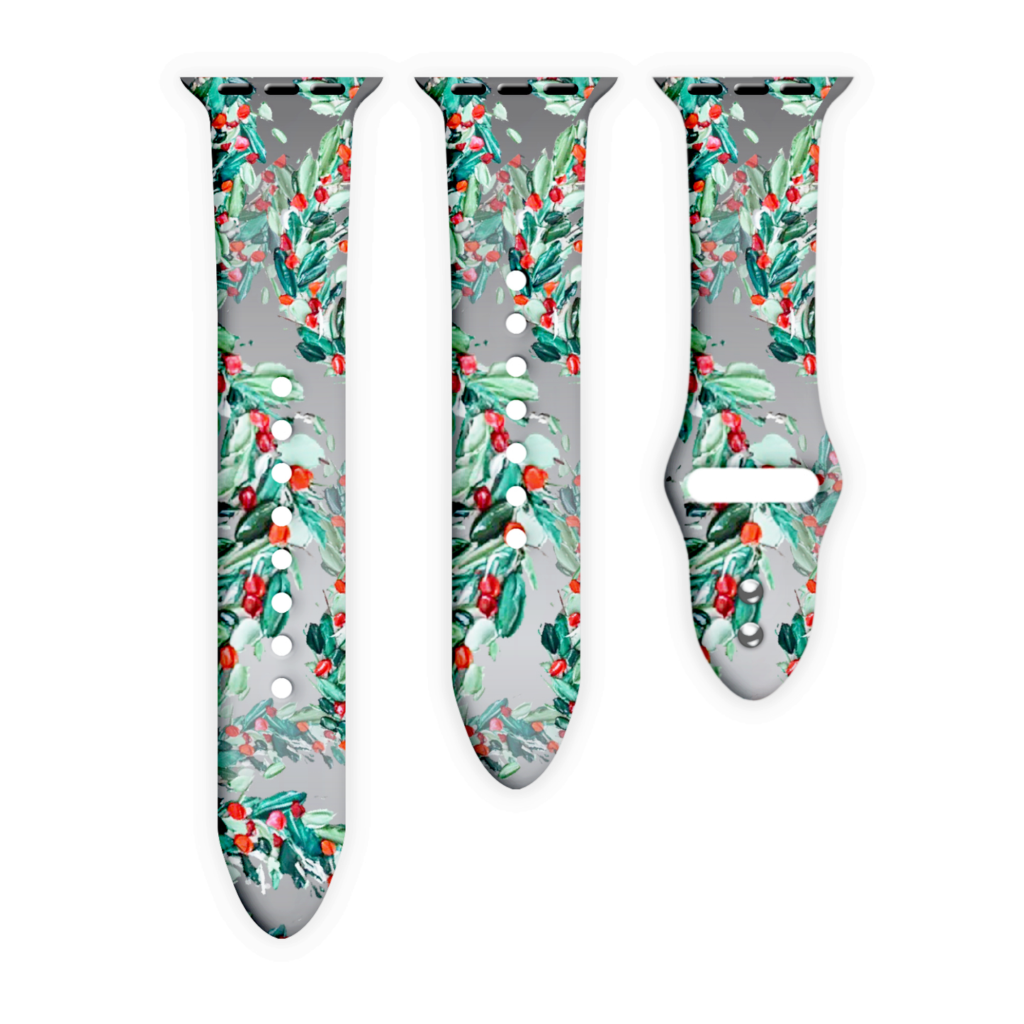 Holly Jolly Christmas Print | Silicone Watch Band for Apple Watch ® + Watch Face Incl.