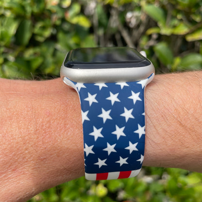 Freedom Flag Print | Silicone Watch Band for Apple Watch ® + Watch Face Incl.