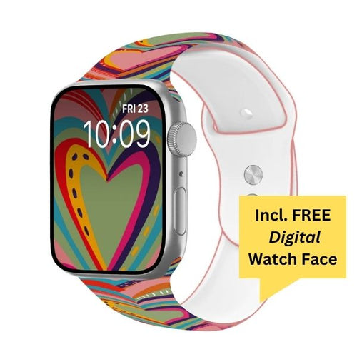 Love Whispers Print | Silicone Watch Band for Apple Watch ® + Watch Face Incl.