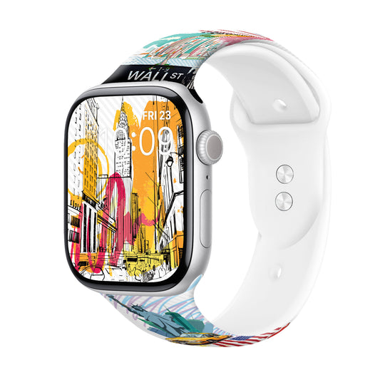 New York Groove Print | Silicone Watch Band for Apple Watch ® + Watch Face Incl.