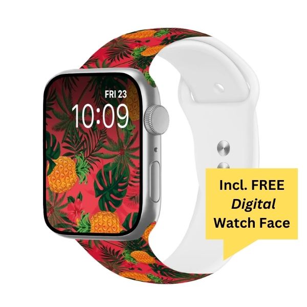 Pineapple Paradise Print | Silicone Watch Band for Apple Watch ® + Watch Face Incl.