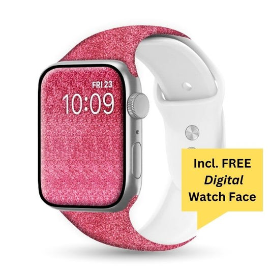 Pink Stardust Print | Silicone Watch Band for Apple Watch ® + Watch Face Incl.