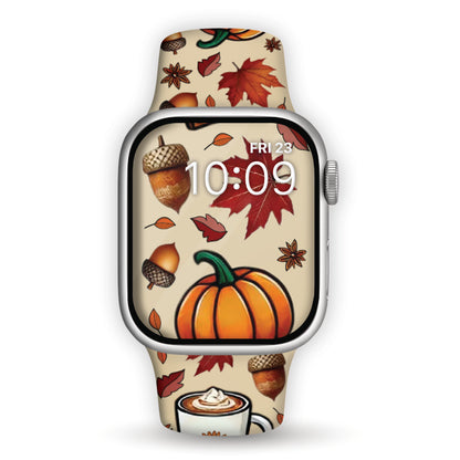 Pumpkin Spice Delight Print | Silicone Watch Band for Apple Watch ® + Watch Face Incl.