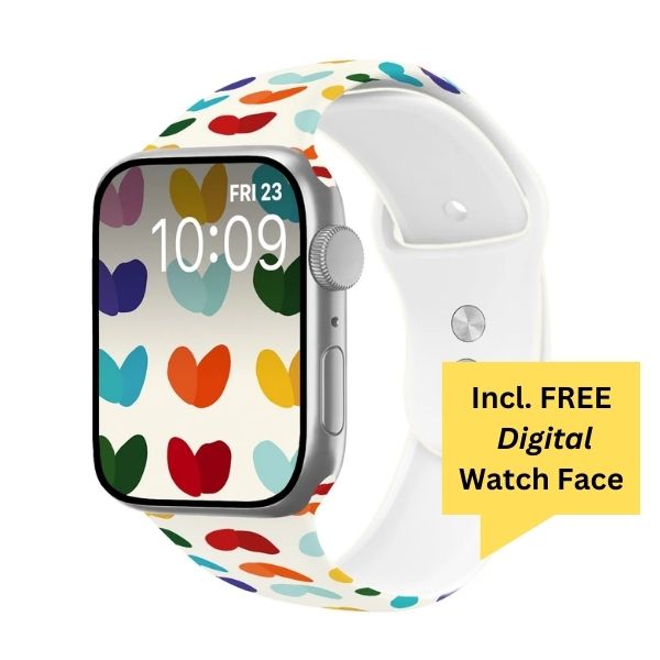 Serenade of Hearts Print | Silicone Watch Band for Apple Watch ® + Watch Face Incl.