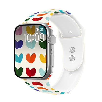 Serenade of Hearts Print | Silicone Watch Band for Apple Watch ® + Watch Face Incl.