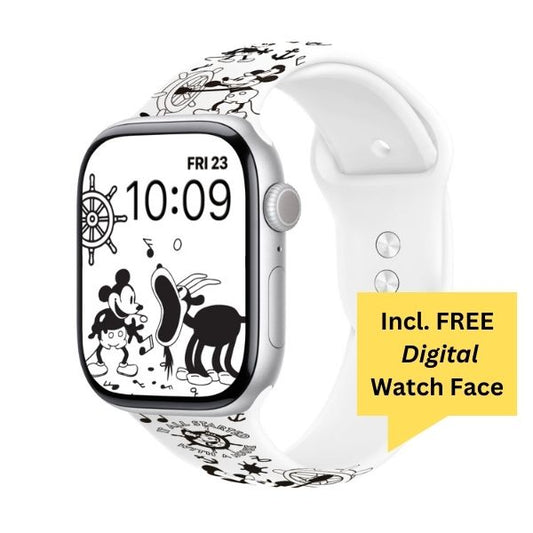 Steamboat Magic Print | Silicone Watch Band for Apple Watch ® + Watch Face Incl.