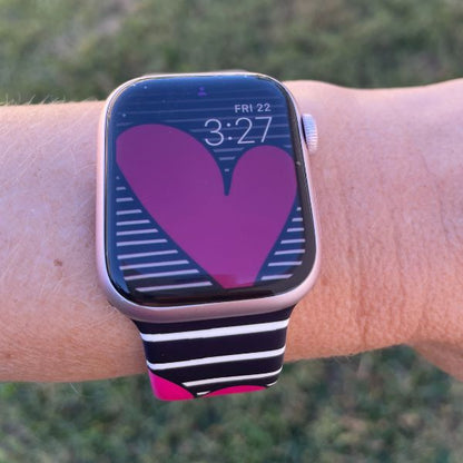 Stripes of Love Print | Silicone Watch Band for Apple Watch ® + Watch Face Incl.