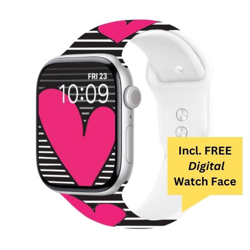 Stripes of Love Print | Silicone Watch Band for Apple Watch ® + Watch Face Incl.