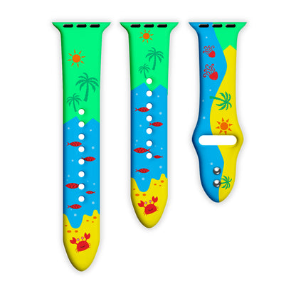 Tropical Chill Print | Silicone Watch Band for Apple Watch ® + Watch Face Incl.