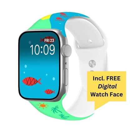 Tropical Chill Print | Silicone Watch Band for Apple Watch ® + Watch Face Incl.