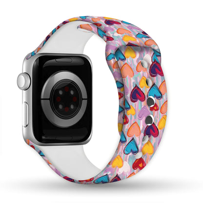 Vibrant Love Print | Silicone Watch Band for Apple Watch ® + Watch Face Incl.