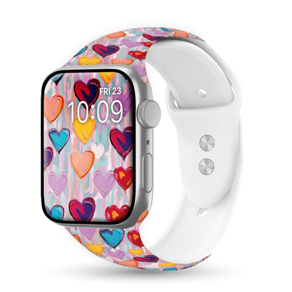 Vibrant Love Print | Silicone Watch Band for Apple Watch ® + Watch Face Incl.