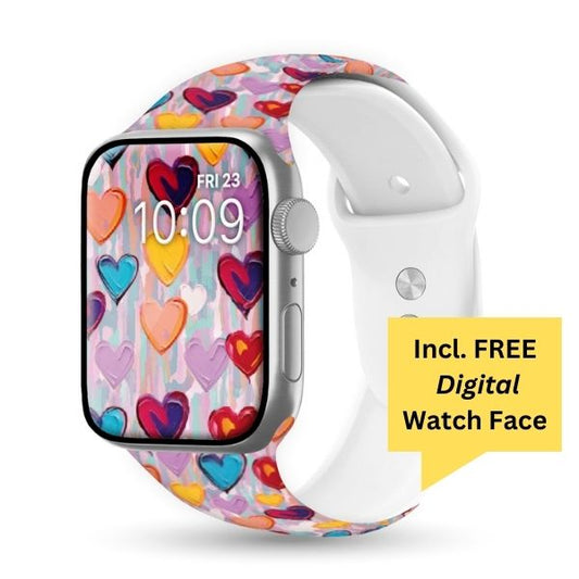 Vibrant Love Print | Silicone Watch Band for Apple Watch ® + Watch Face Incl.