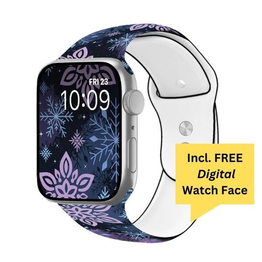 Winter Whimsy Print | Silicone Watch Band for Apple Watch ® + Watch Face Incl.