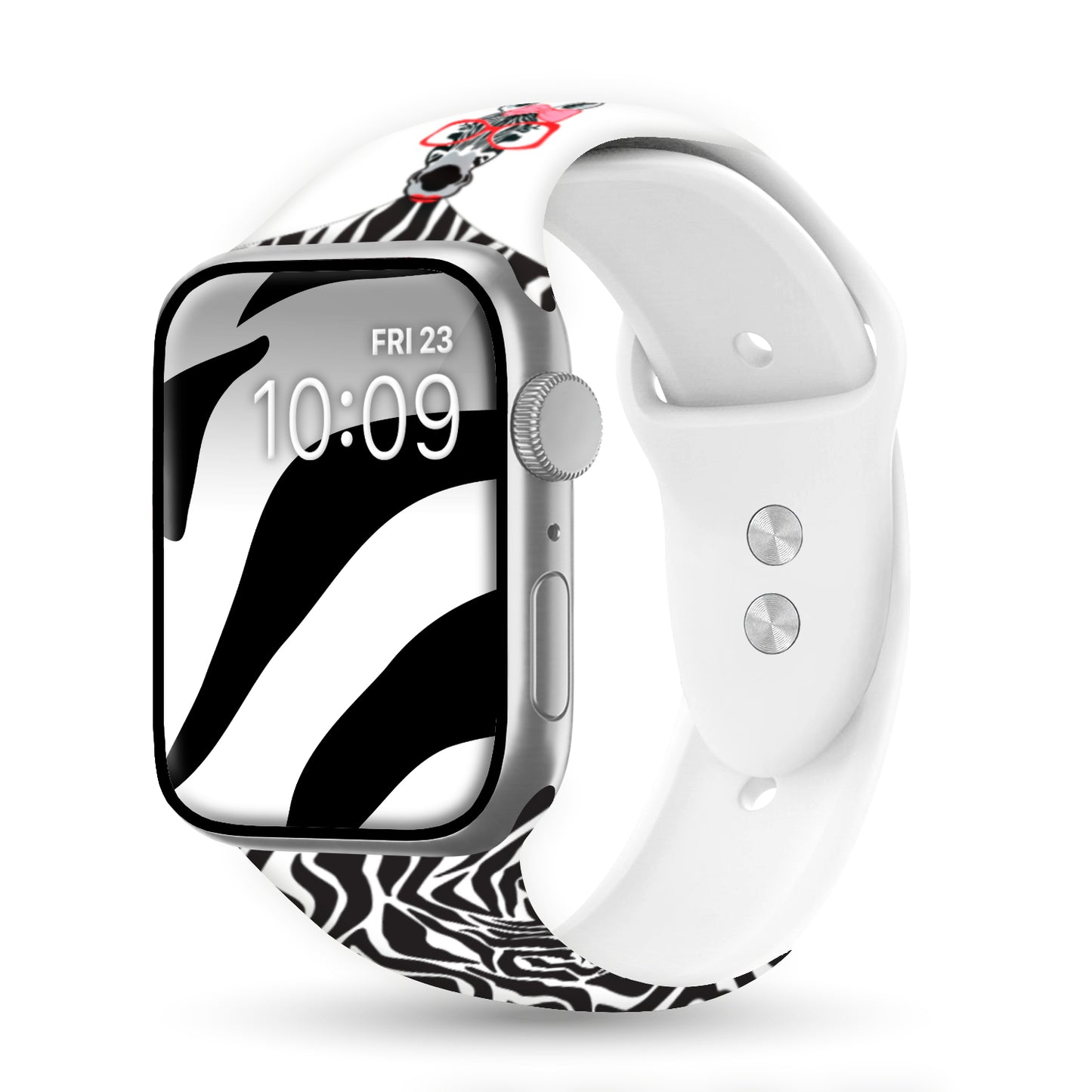 Zebra with a Twist Print | Silicone Watch Band for Apple Watch ® + Watch Face Incl.