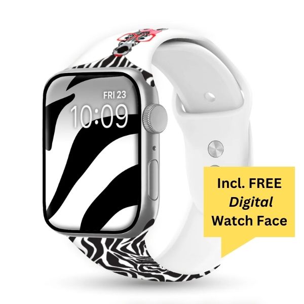 Zebra with a Twist Print | Silicone Watch Band for Apple Watch ® + Watch Face Incl.