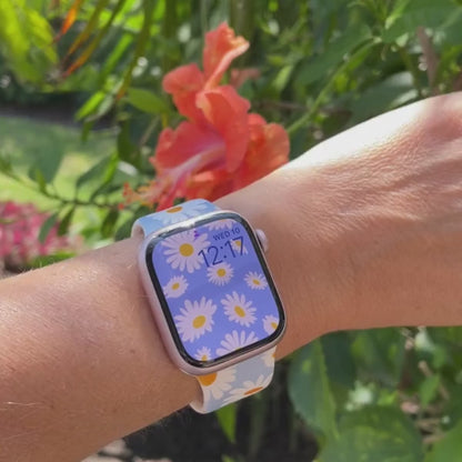 Daisy Daze Print | Silicone Watch Band for Apple Watch ® + Watch Face Incl.