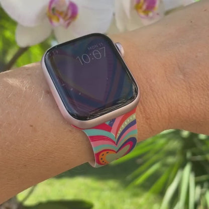 Love Whispers Print | Silicone Watch Band for Apple Watch ® + Watch Face Incl.