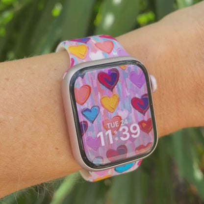 Vibrant Love Print | Silicone Watch Band for Apple Watch ® + Watch Face Incl.