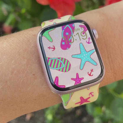 Sandy Toes Print | Silicone Watch Band for Apple Watch ® + Watch Face Incl.