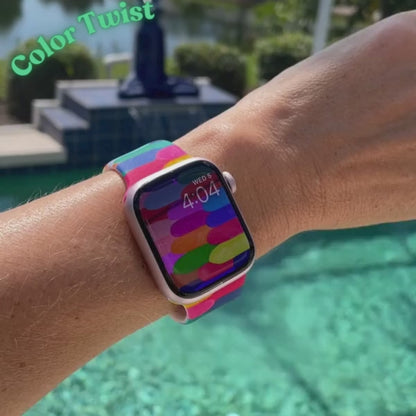 Color Twist Print | Silicone Watch Band for Apple Watch ® + Watch Face Incl.